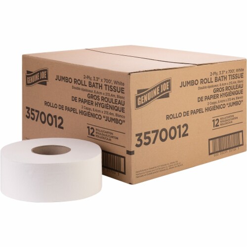 Genuine Joe Jumbo Jr Dispenser Bath Tissue Roll - 2 Ply - 3.30 Genuine Joe Jumbo Jr Dispenser Bath Tissue Roll - 2 Ply - 3.30