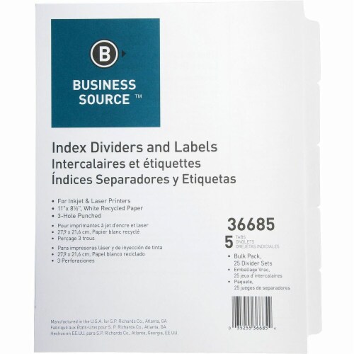 Business Source 3-Hole Punched Laser Index Tabs - 3 Tab(s) - 8.5 Business Source 3-Hole Punched Laser Index Tabs - 3 Tab(s) - 8.5