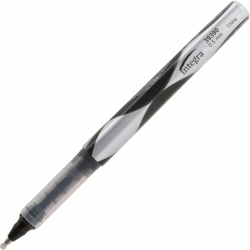 Integra Liquid Ink Rollerball Pens - Extra Fine Pen Point - 0.5 mm Pen Point Size - Black - Black Barrel - Metal Tip - 1 Dozen Integra Liquid Ink Rollerball Pens - Extra Fine Pen Point - 0.5 mm Pen Point Size - Black - Black Barrel - Metal Tip - 1 Dozen