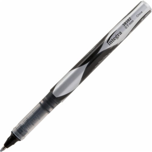 Integra Liquid Ink Rollerball Pens - Fine Pen Point - 0.7 mm Pen Point Size - Black - Black Barrel - Metal Tip - 1 Dozen Integra Liquid Ink Rollerball Pens - Fine Pen Point - 0.7 mm Pen Point Size - Black - Black Barrel - Metal Tip - 1 Dozen