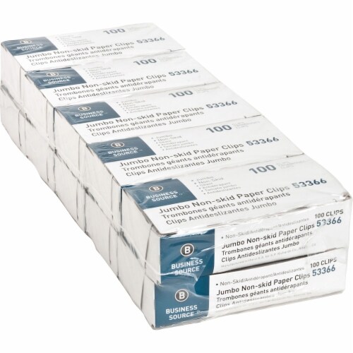 Business Source Jumbo Nonskid Paper Clips - Jumbo - 1000 / Pack - Silver - Steel Perspective: front