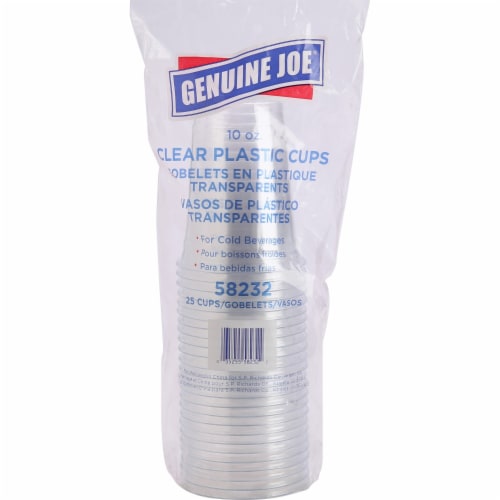 Genuine Joe Plastic Cups 10oz. 25/PK Clear 58232 Perspective: front