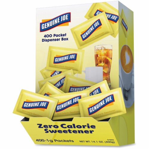 Genuine Joe Sweetner Packets Sucralose 400/BX Yellow 70468 Perspective: front