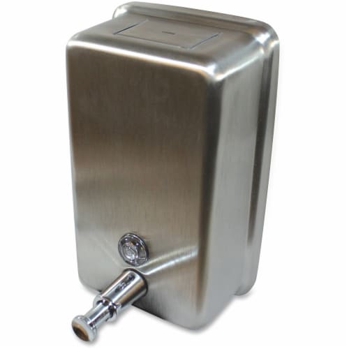 Genuine Joe Horizontal Soap Dispenser - Manual - 1.25 quart Capacity - Stainless Steel - 1Each