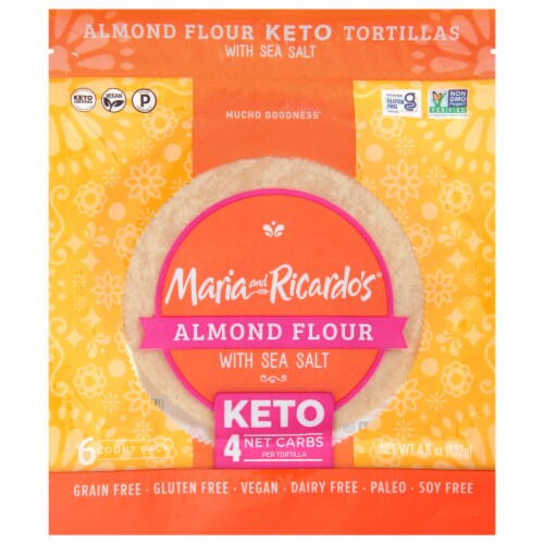 Maria and Ricardo's Almond Flour with Sea Salt Keto Tortillas Perspective: front