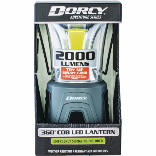 Dorcy Adventure Series Black & Gray Plastic LED Lantern with Red Safety Flasher Perspective: front