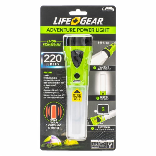 Life+Gear 3-In-1 USB Rechargeable Adventure Power Light Perspective: front