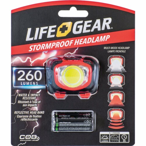 Life Gear® Storm Proof Headlamp - Red / Black Perspective: front