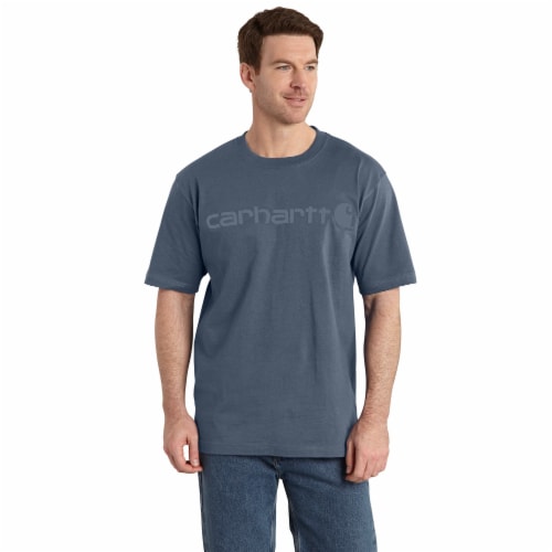 Carhartt Men's Short Sleeve Logo T-Shirt - Blue Perspective: front