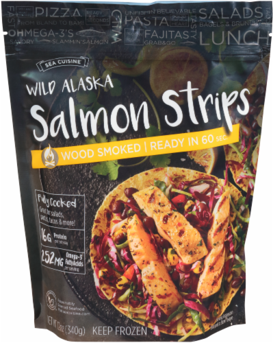Sea Cuisine Wild Alaska Wood Smoked Salmon Strips Perspective: front