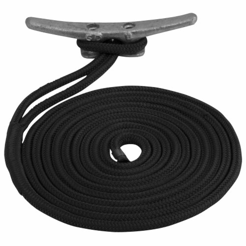 Sea-Dog Double Braided Nylon Dock Line - 3/8 x 20&#39; - Black Perspective: front
