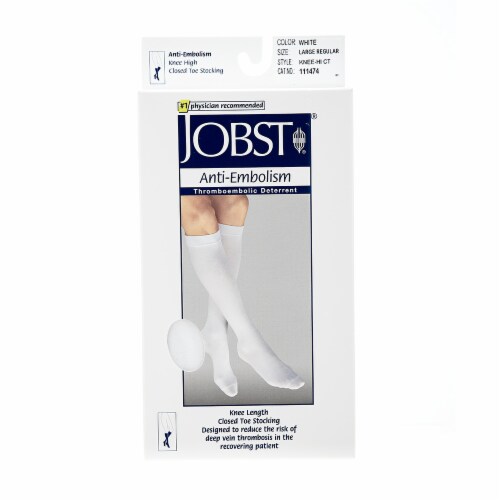 Jobst® Anti-Embolism Knee High Closed Toe White Stocking Perspective: front
