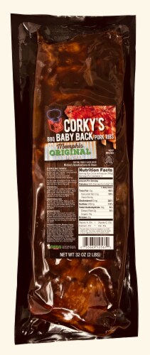 Corky's Bar-B-Q Baby Back Ribs Full Slab with Memphis Original Bar-B-Q Sauce Perspective: front