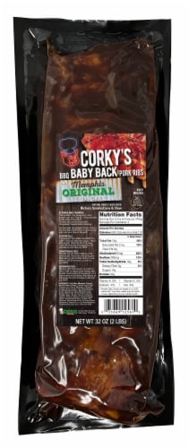 Corky's Bar-B-Q Baby Back Ribs Full Slab with Memphis Smokey Blues Bar-B-Q Sauce Perspective: front