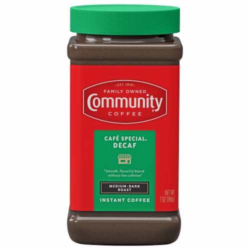Community Coffee® Decaf Cafe Special® Medium-Dark Roast Instant Coffee Perspective: front