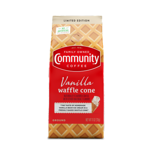 Community Coffee® Vanilla Waffle Cone Medium Roast Ground Coffee Perspective: front
