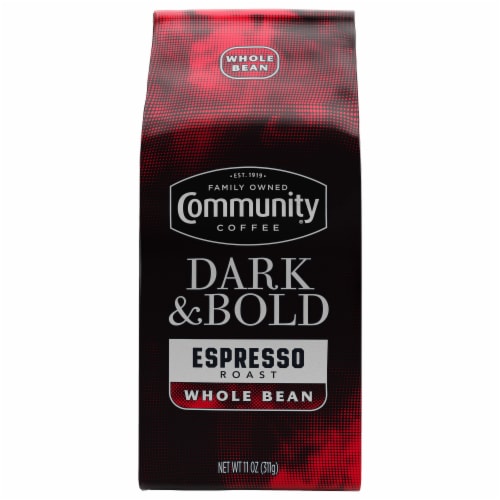 Community Coffee® Dark & Bold Espresso Roast Extra Dark Roast Whole Bean Coffee Perspective: front