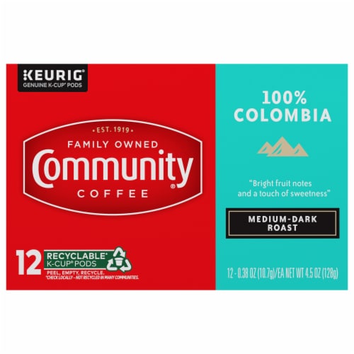 Community Coffee® 100% Colombia Medium-Dark Roast K-Cup® Coffee Pods Perspective: front