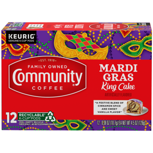 Community Coffee® Mardi Gras King Cake K-Cup Coffee Pods Perspective: front