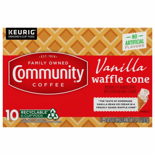 Community Coffee® Vanilla Waffle Cone Medium Roast K-Cup Coffee Pods Perspective: front