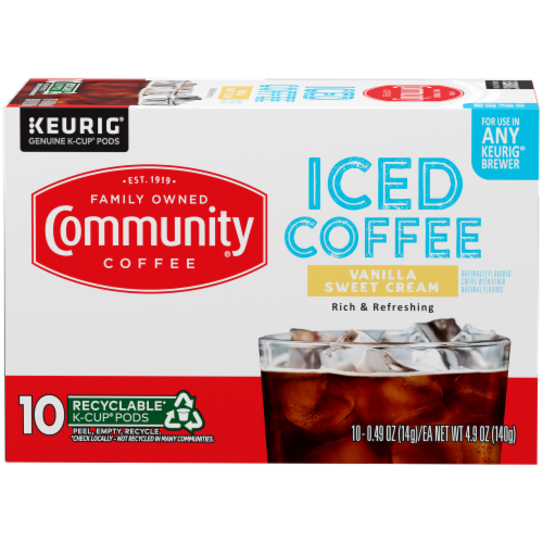Community® Coffee Vanilla Sweet Cream Iced Coffee Keurig K-Cup Perspective: front