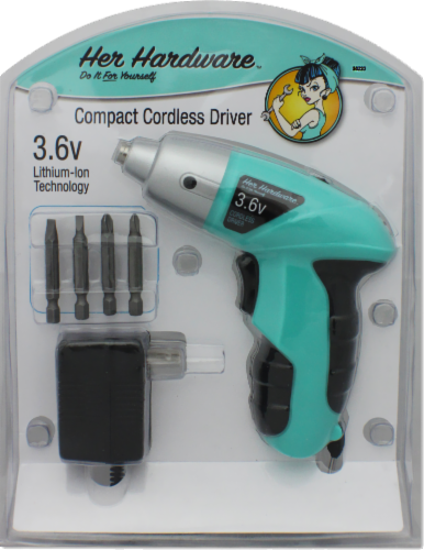 Her Hardware Compact Cordless Driver - Black/Turquoise Perspective: front