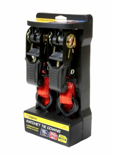 CargoLoc Ratchet Tie Downs - 2 Pack - Red Perspective: front