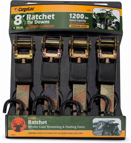 CargoLoc Medium Duty 8 Foot Ratchet Tie Downs - Camo Perspective: front