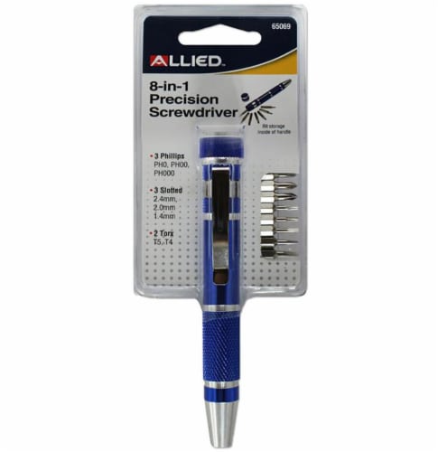 Allied 8-in-1 Precision Screwdriver - Blue/Silver Perspective: front
