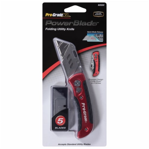 Pro-Grade PowerBlade Folding Utility Knife - Red / Black Perspective: front
