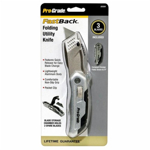 Pro-Grade® Folding Utility Knife with 50 Blades Perspective: front
