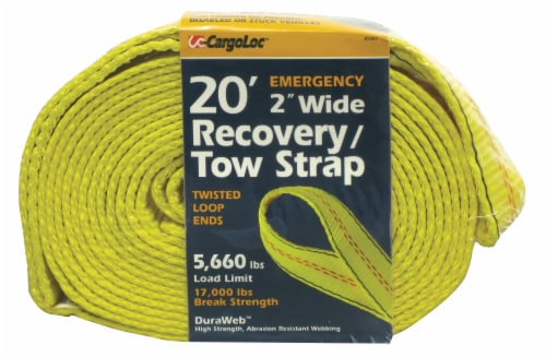 CargoLoc Recovery/Tow Strap - Yellow Perspective: front