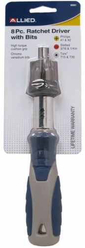 Allied 8-Piece Ratcheting Screwdriver with Bits Perspective: front