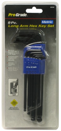Pro-Grade® Long Arm Hex Metric Key Set Perspective: front