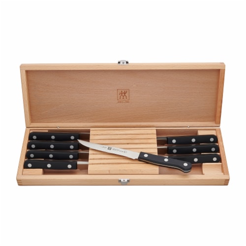 ZWILLING TWIN Gourmet Classic 8-pc Steak Knife Set with Wood Case Perspective: front