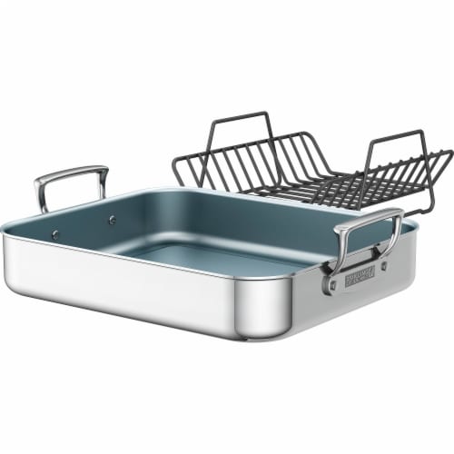 ZWILLING Polished Stainless Steel Ceramic Nonstick Roasting Pan Perspective: front