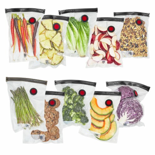 ZWILLING Fresh & Save 10-pc Vacuum Sealer Bags, Sous Vide Bags, Meal Prep - Medium Perspective: front