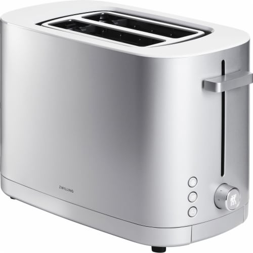 ZWILLING Enfinigy, 2-Slice Toaster, Extra Wide 1.5 Slots for Bagels and Toast, Silver Perspective: front