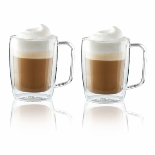 Henckels Cafe Roma 2-pc Double-Wall Glassware 15oz Glass Latte Mug Set Perspective: front