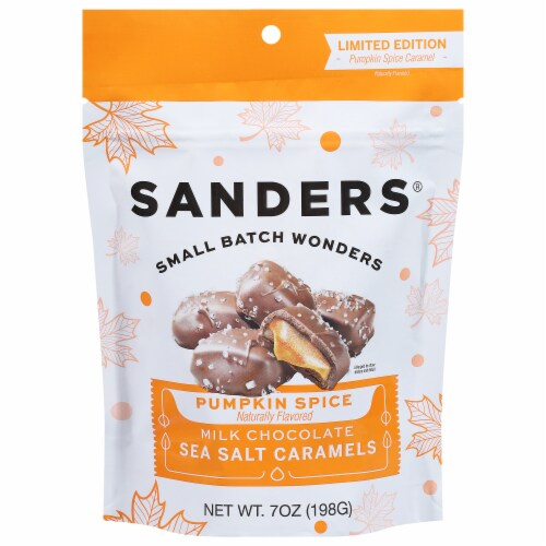 Sanders® Milk Chocolate Pumpkin Spice Sea Salt Caramels Perspective: front