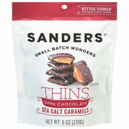 Sanders® Thins Dark Chocolate Sea Salt Caramels Perspective: front