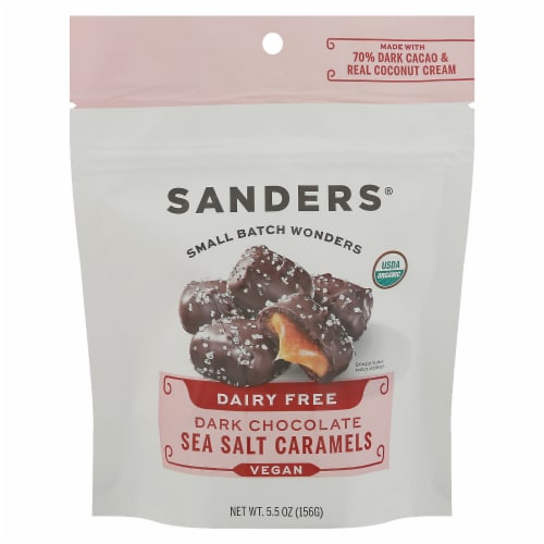 Sanders Dairy Free Dark Chocolate Sea Salt Caramels Perspective: front