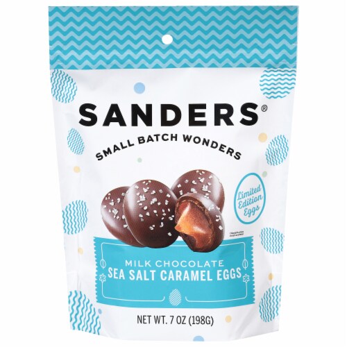 Sanders® Small Batch Wonders Milk Chocolate Sea Salt Caramels Limited Edition Eggs Perspective: front