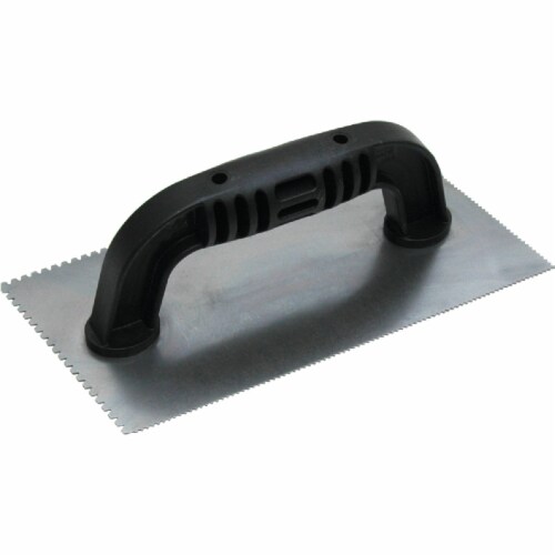 QLT 1/16 In. U-Notched & 3/32 In. Flat V-Notched Trowel w/Black Handle 16234 Perspective: front