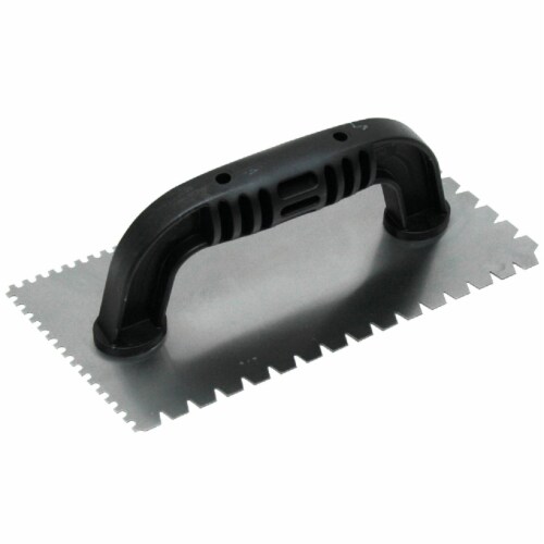 QLT 1/8 In. U-Notched & 3/16 In. Flat V-Notched Trowel w/Black Handle 16238 Perspective: front