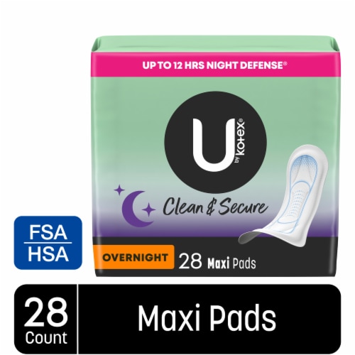 U by Kotex Clean & Secure Overnight Maxi Pads Overnight Absorbency