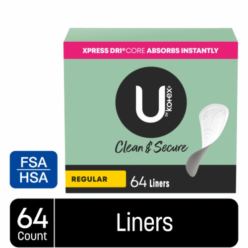 U by Kotex Clean & Secure Panty Liners Light Absorbency Regular Length, 64  count - Kroger