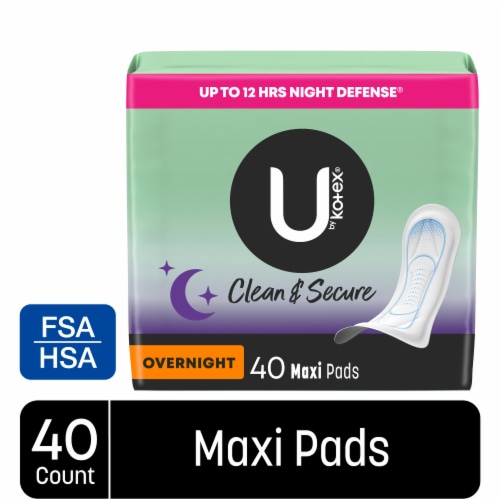 U by Kotex Security Unscented Maxi Feminine Pads Overnight Absorbency Pads Perspective: front