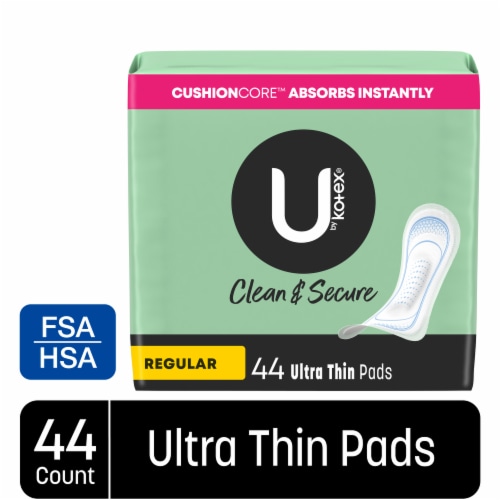 Always Ultra Thin Pads Size 1 Regular Absorbency Unscented without Wings,  44 Count - The Fresh Grocer