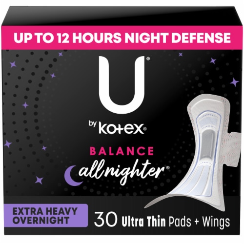 U by Kotex®  Overnight Pads Ultra Thin Extra Heavy Unscented Perspective: front